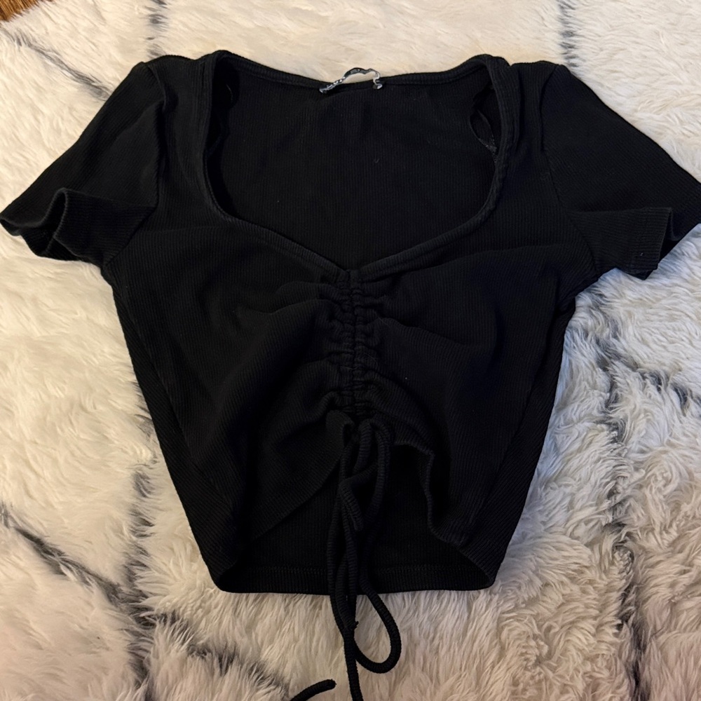 Zara Black Ruched Crop Top